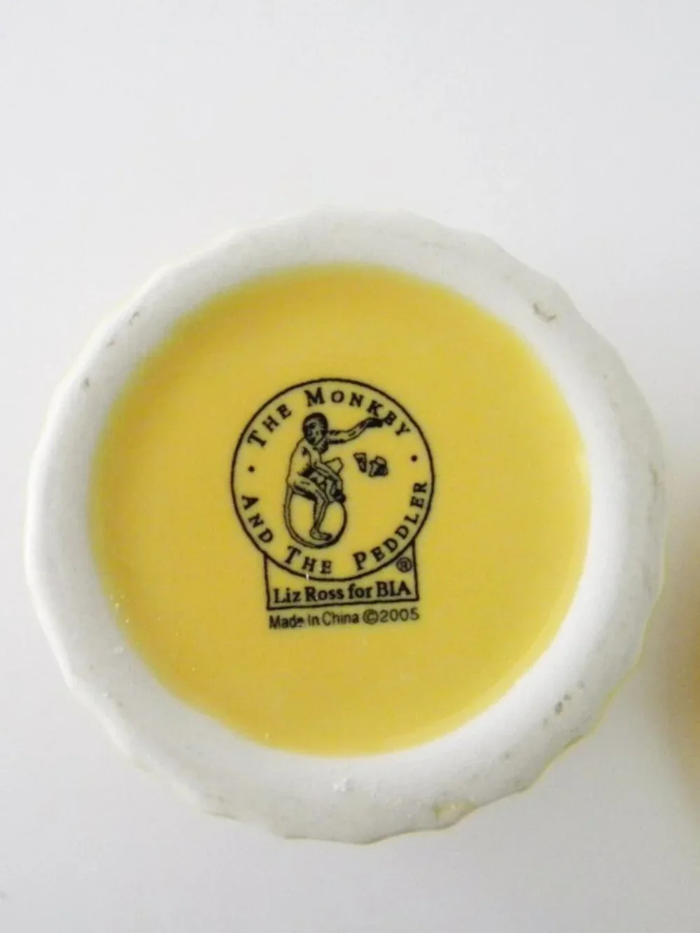 Liz Ross for BIA Ice Cream Cone Cup and Saucer Set The Monkey Peddler Yellow